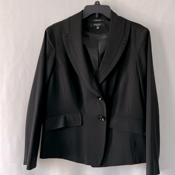 Nine West Size 14W Black Dress Jacket with Shoulder Pads - Picture 13 of 14